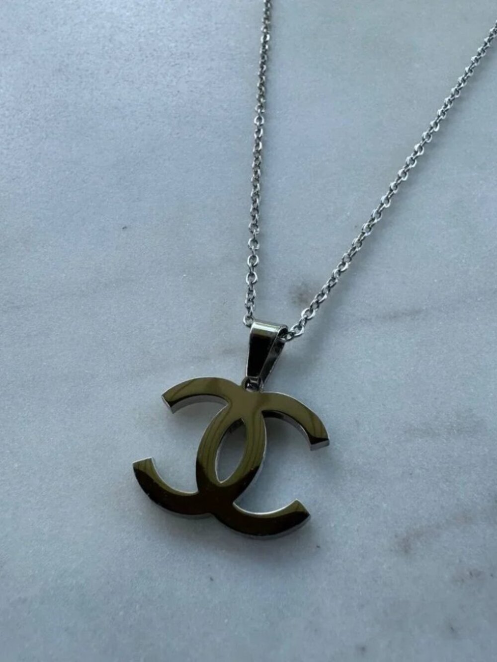 Vintage Necklace - C Necklace - Silver Dainty Necklace - Womens Handmade Y2K